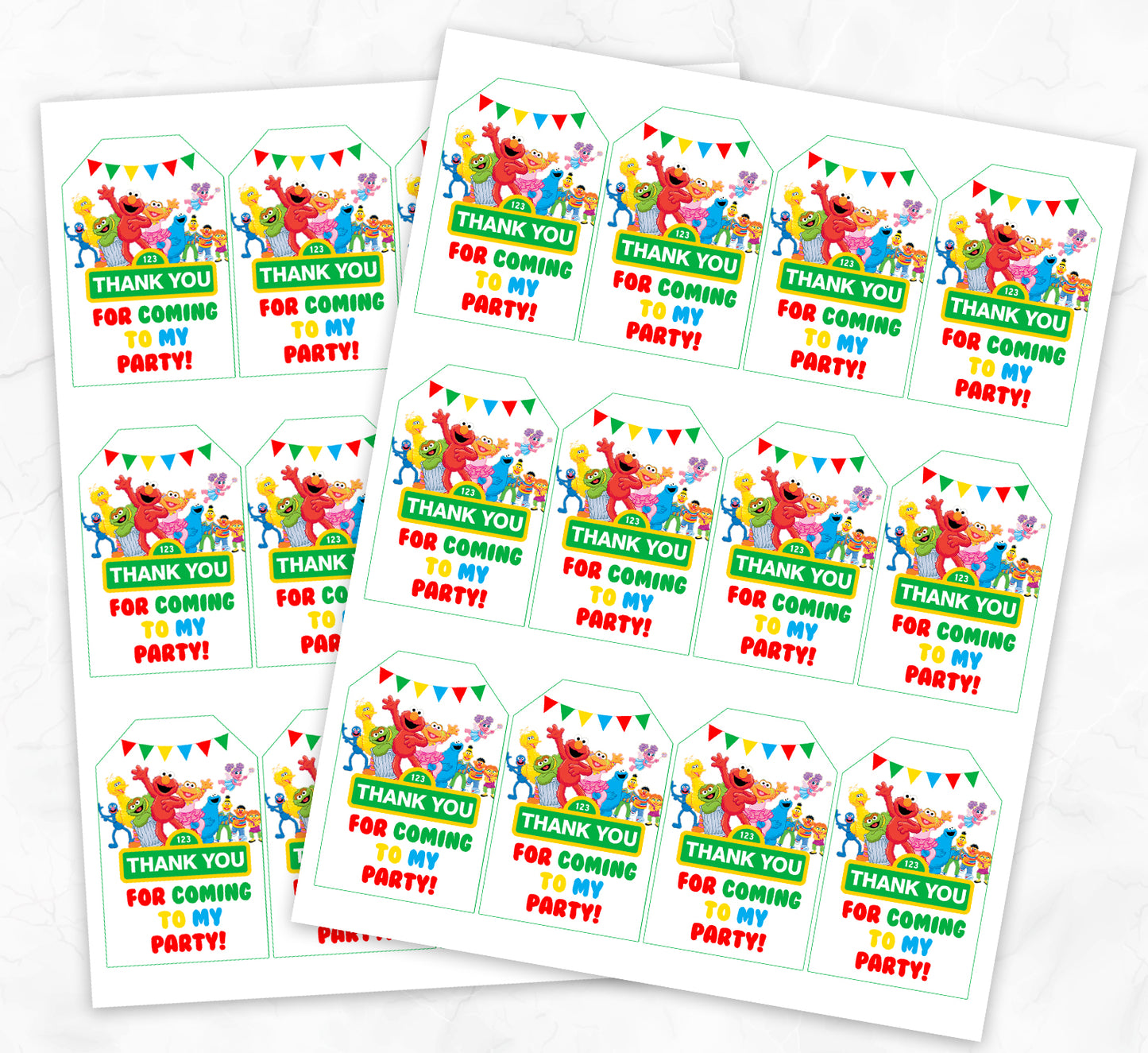 Sesame Street White Thank you tags