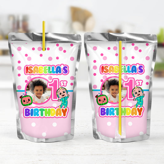 Cocomelon Polkadots Printable Capri Sun Label