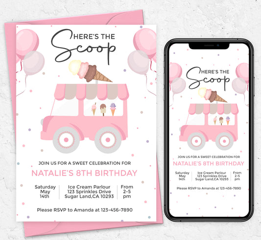 Here's The Scoop Ice Cream Invitation