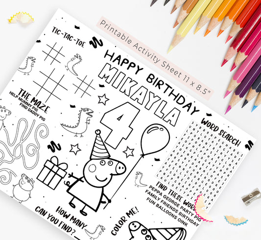 Peppa Pig Activity Sheet + 3 Coloring Sheets