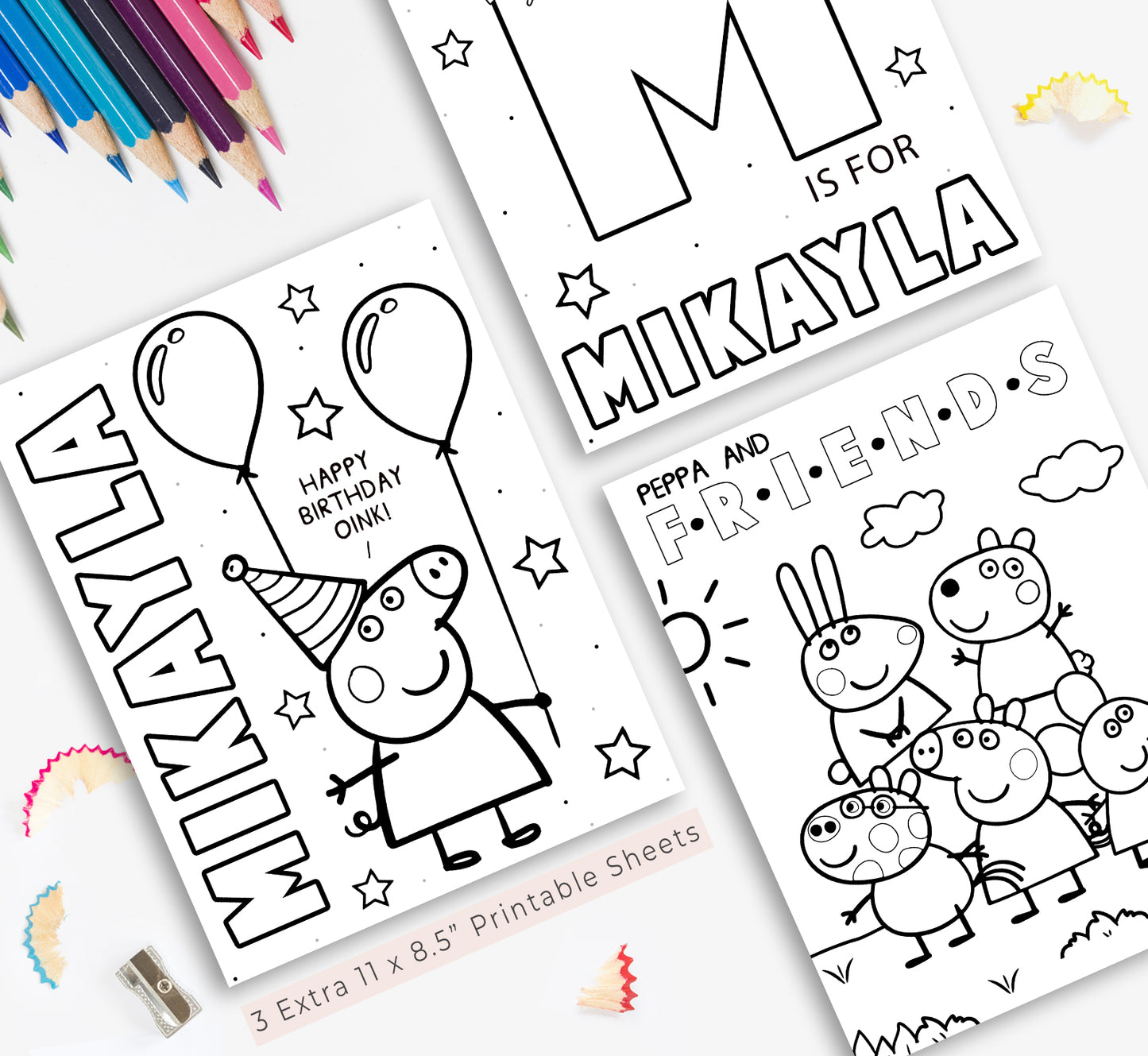 Peppa Pig Activity Sheet + 3 Coloring Sheets