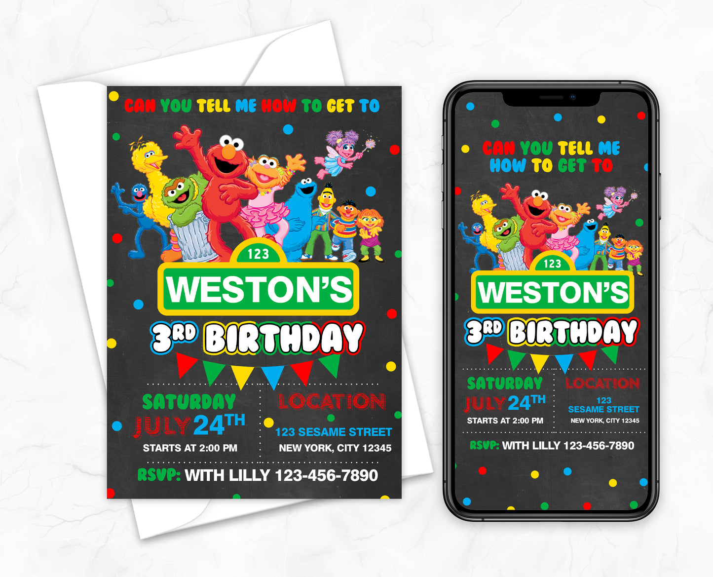 Sesame Street Dark Invitation