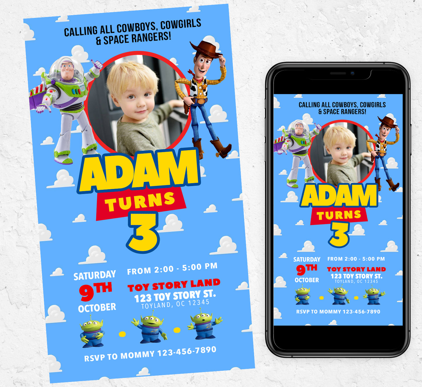 Toy Story Mobile Invitation With Photo