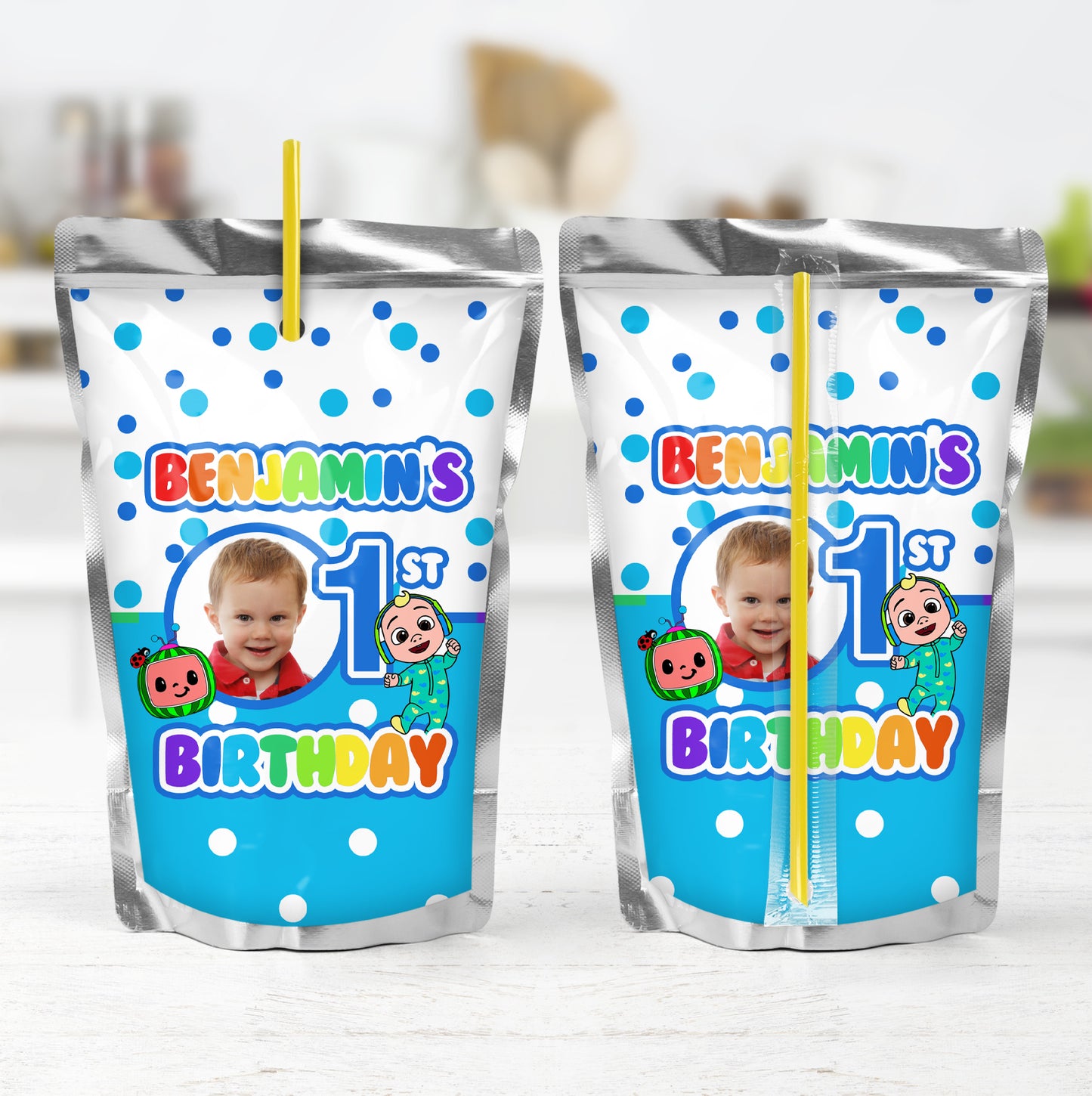 Cocomelon Polkadots Printable Capri Sun Label