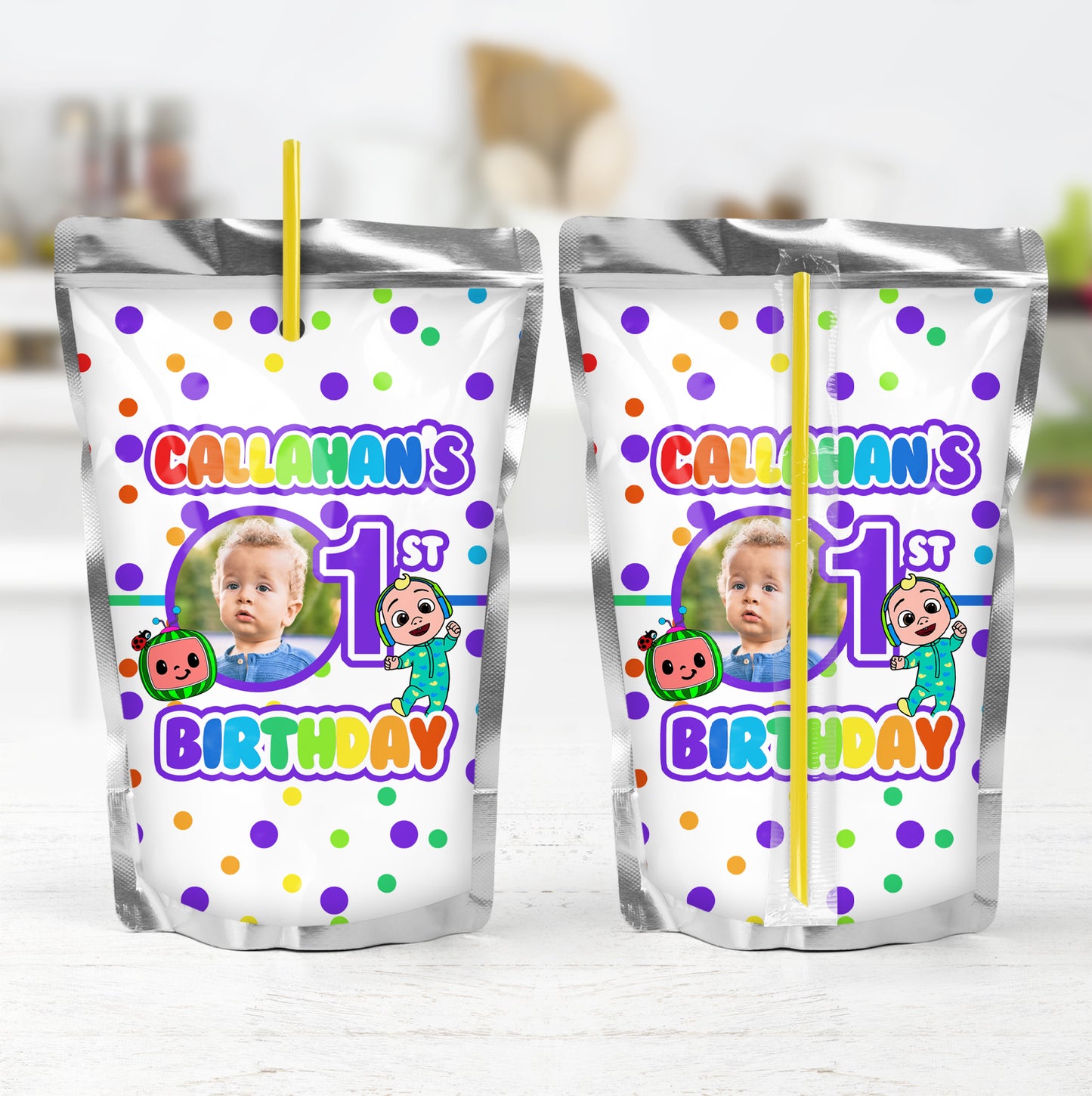 Cocomelon Polkadots Printable Capri Sun Label