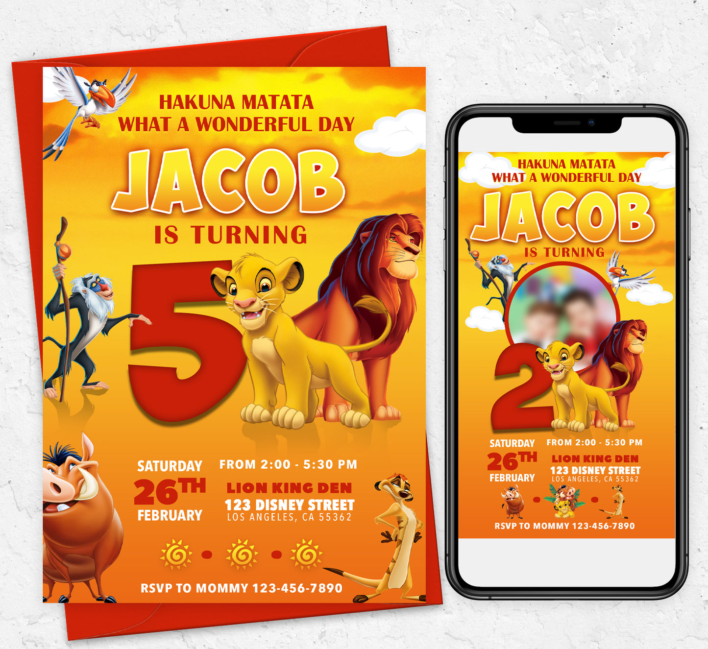 Lion King Birthday Party Invitation