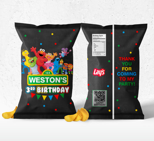 Sesame Street Dark Polkadot Printable Chip Bag
