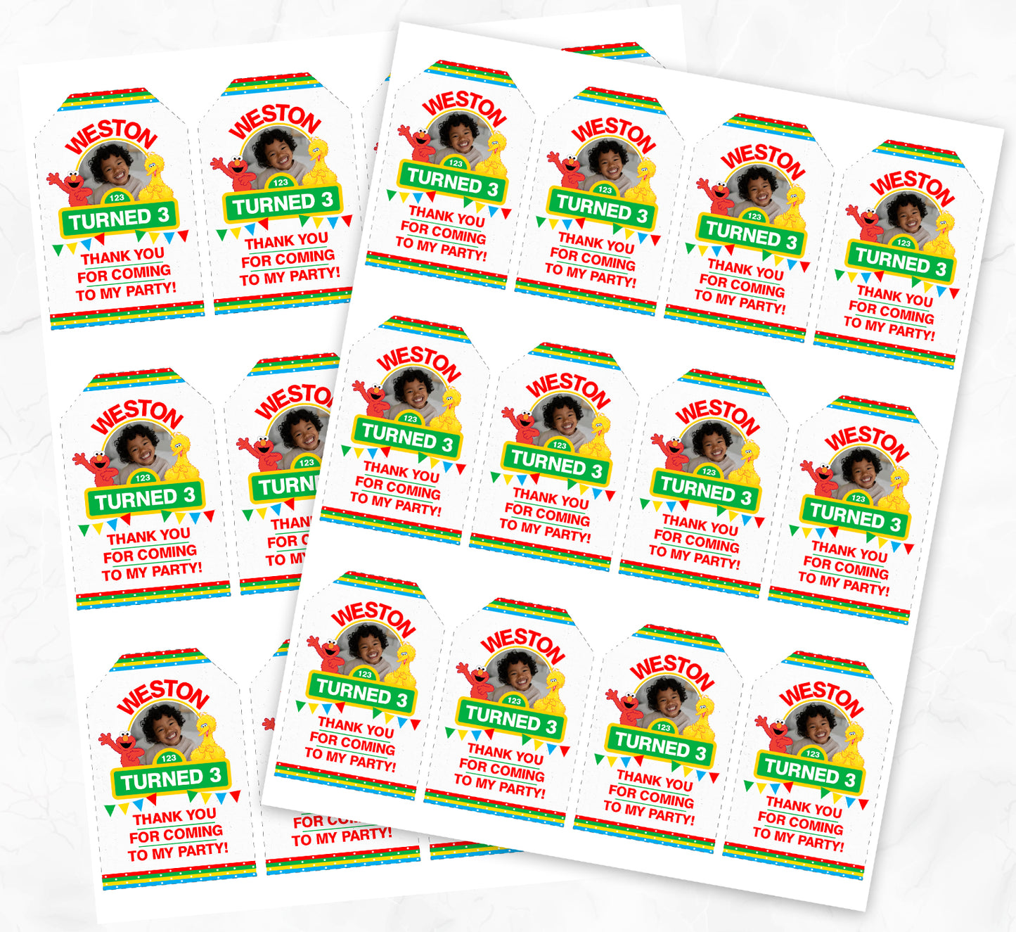 Sesame Street White Polkadot Thank you tags