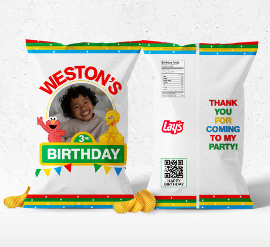 Sesame Street White Polkadot Printable Chip Bag