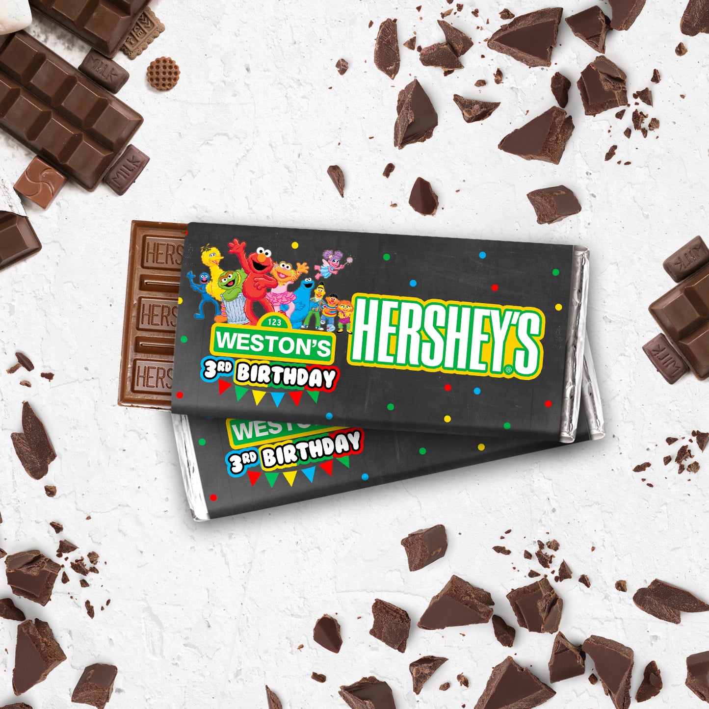 Sesame Street Dark Polkadot Printable Chocolate Wrapper