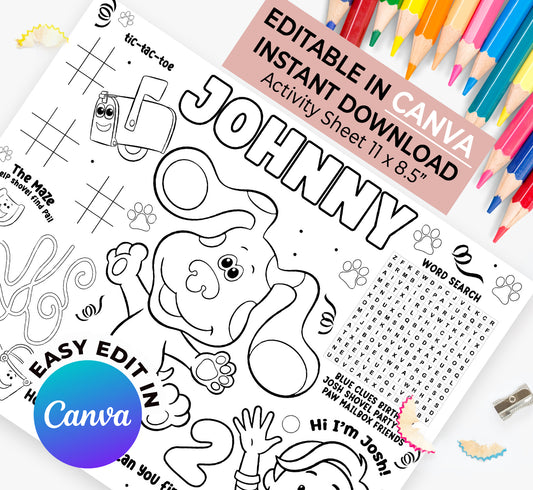 Blues Clues Activity Sheet (Edit In Canva & Instant Download)