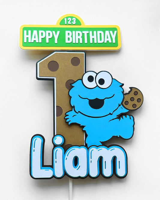 Baby Cookie Monster 3D Cake Topper
