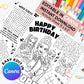 K-Pop Demon Hunters Birthday Activity Sheet | Personalized Canva Template ( Instant Download )