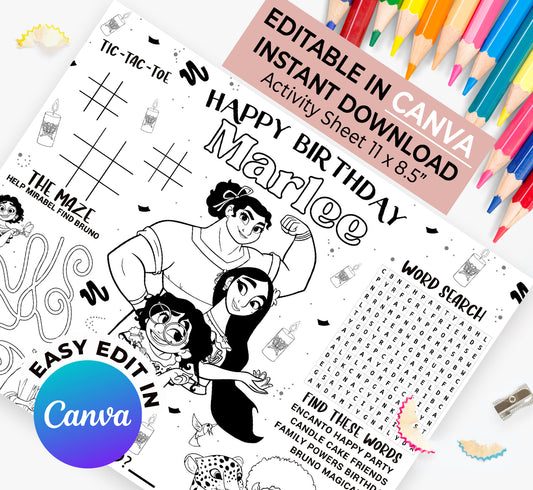 Encanto Activity Sheet (Edit In Canva & Instant Download)