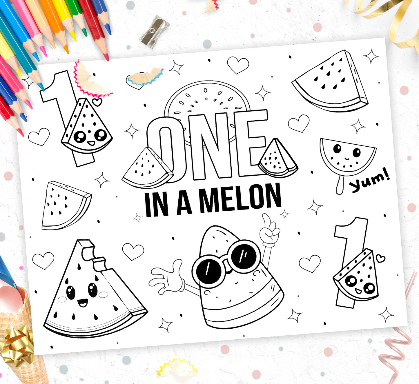 ONE in a MELON Coloring page