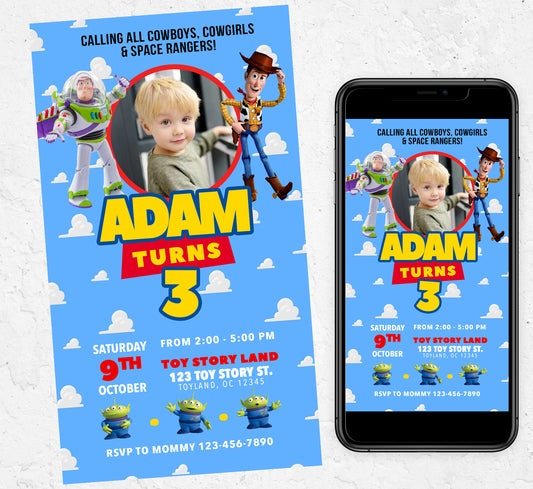 Toy Story Mobile Invitation With Photo
