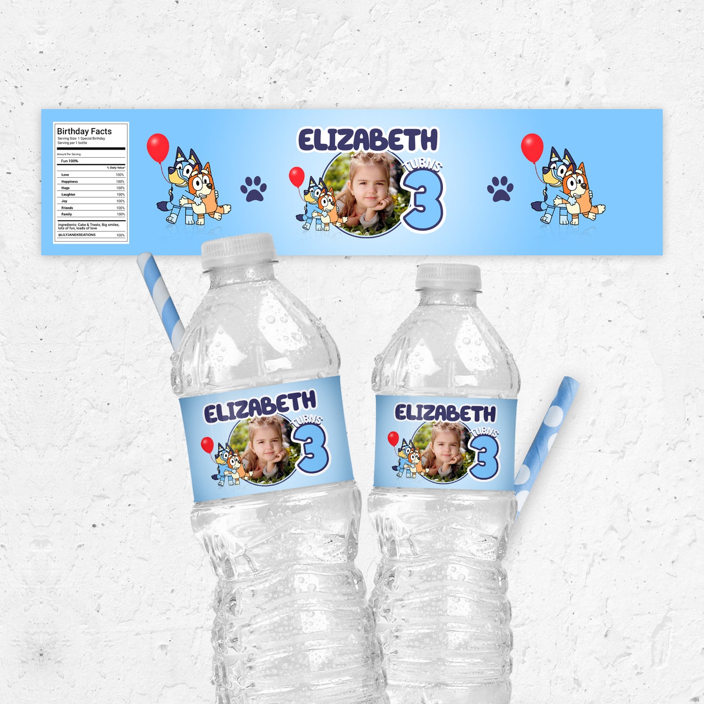 Bluey Printable Water Label – lilyjanekreations